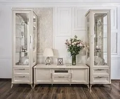 Гостиная Нонна 1+тв+1 бежевый глянец