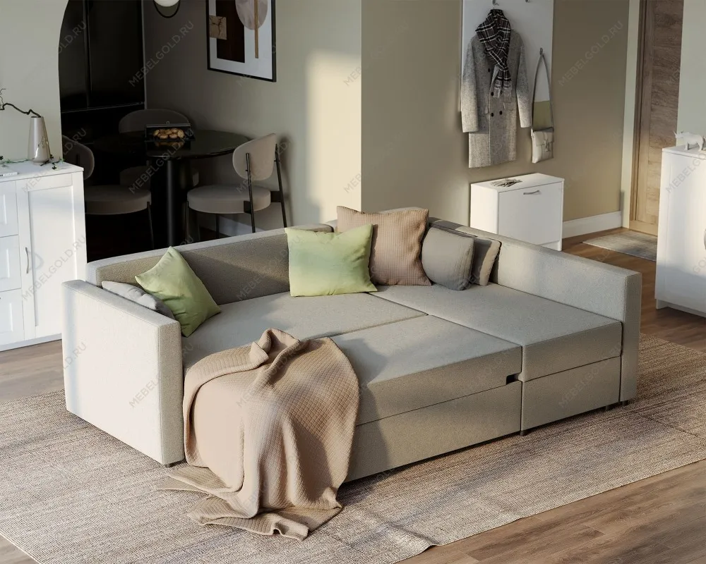 Диван-кровать ВАЛО, 230х91х72 см, серо-бежевый | изображение 2