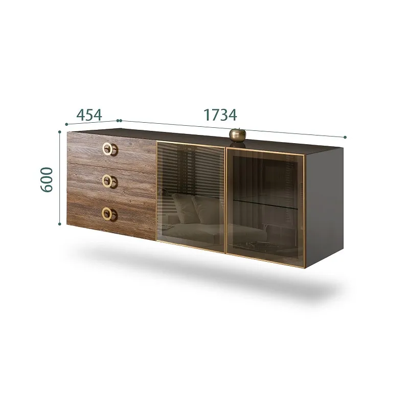 Комод 1.6м Bogemia Fly Wood Fi (Серый) (Lakobel/Золото) БМКМ-4[5]