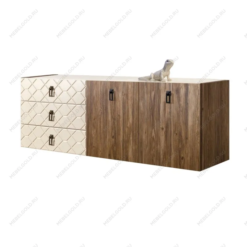 Комод 1.6м Bogemia Woodline Fly Wood Fa (Слоновая кость) (Lakobel/Черный) БМКМ-4