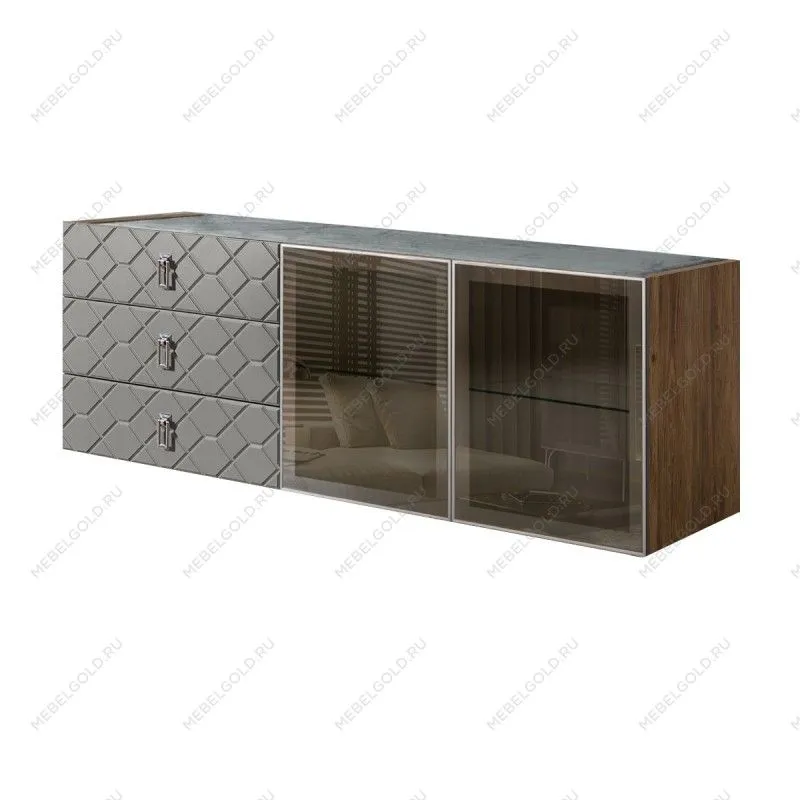 Комод 1.6м Bogemia Woodline Fly Fa (Серый) (Novabuk/Хром) БМКМ-4[5]