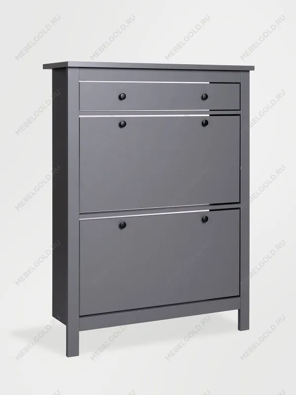 Обувница Сага с 2 откидными ящиками 92х122 серая | изображение 5