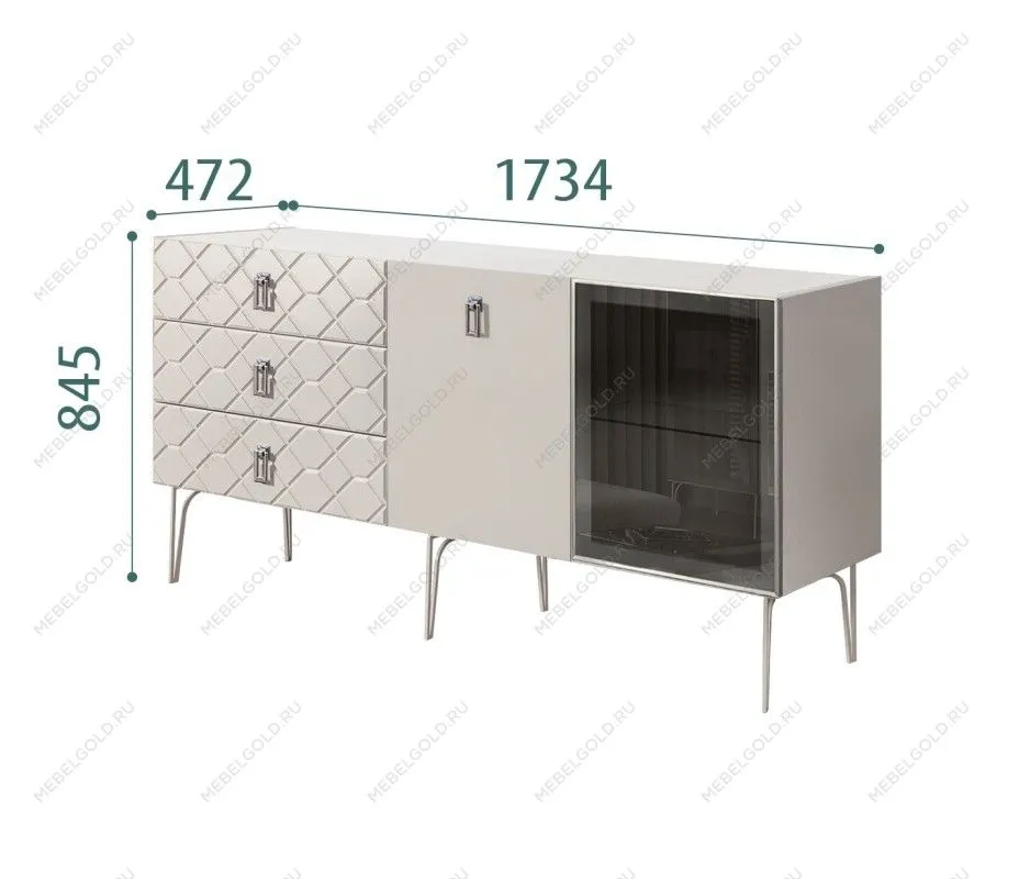 Комод 1.6м Bogemia Farfalle (Шелк) (Novabuk/Хром) БМКМ-4(Fa)[5][10]