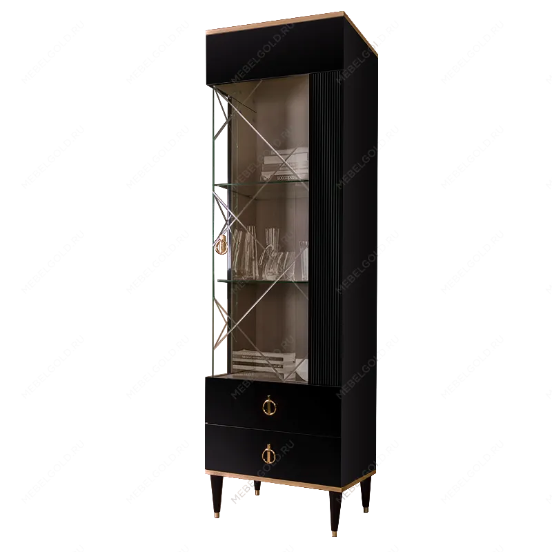 Витрина 1-ств. Римини СОЛО (Черный/Золото) (Правая) РМВ1-1С(s)