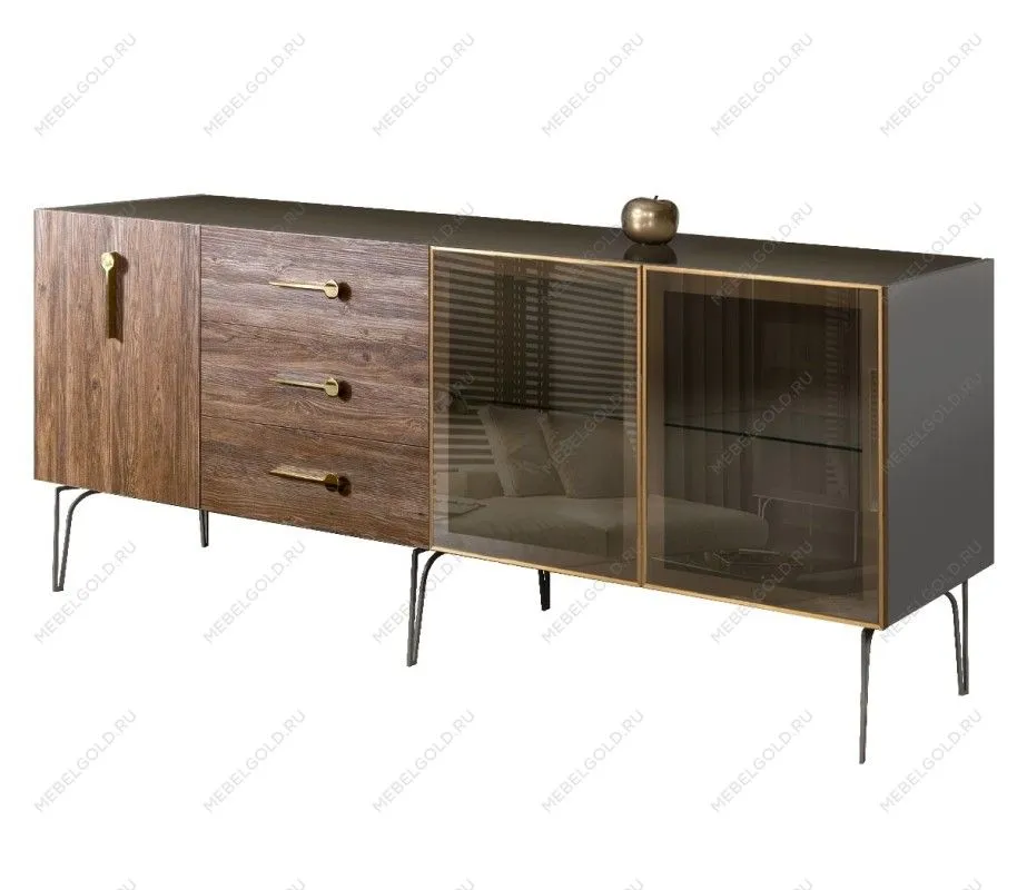 Комод 2.1м Bogemia Wood Wo (Серый) (Lakobel/Золото) БМКМ-5(Wo)[5][10]