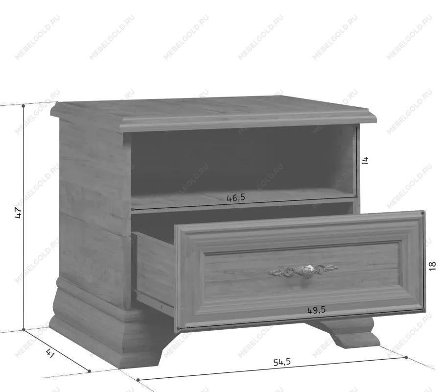 Тумба прикроватная Кентаки KOM1S каштан | изображение 4