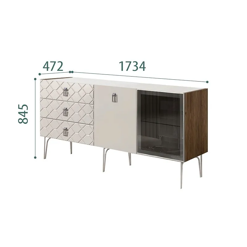 Комод 1.6м Bogemia Woodline Fa (Шелк) (Novabuk/Хром) БМКМ-4[5][10]