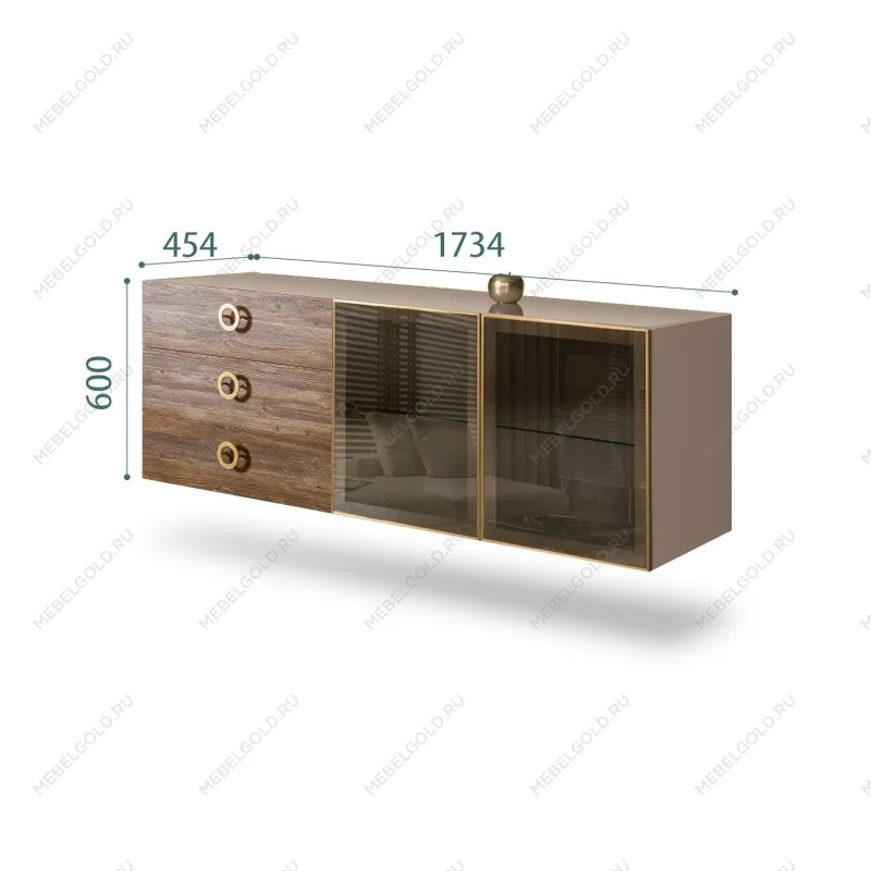 Комод 1.6м Bogemia Fly Wood Fi (Мокка) (Lakobel/Золото) БМКМ-4[5]