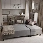 Диван-кровать угловой КИРКАС, 217х90х77 см, светло-серый | изображение 1