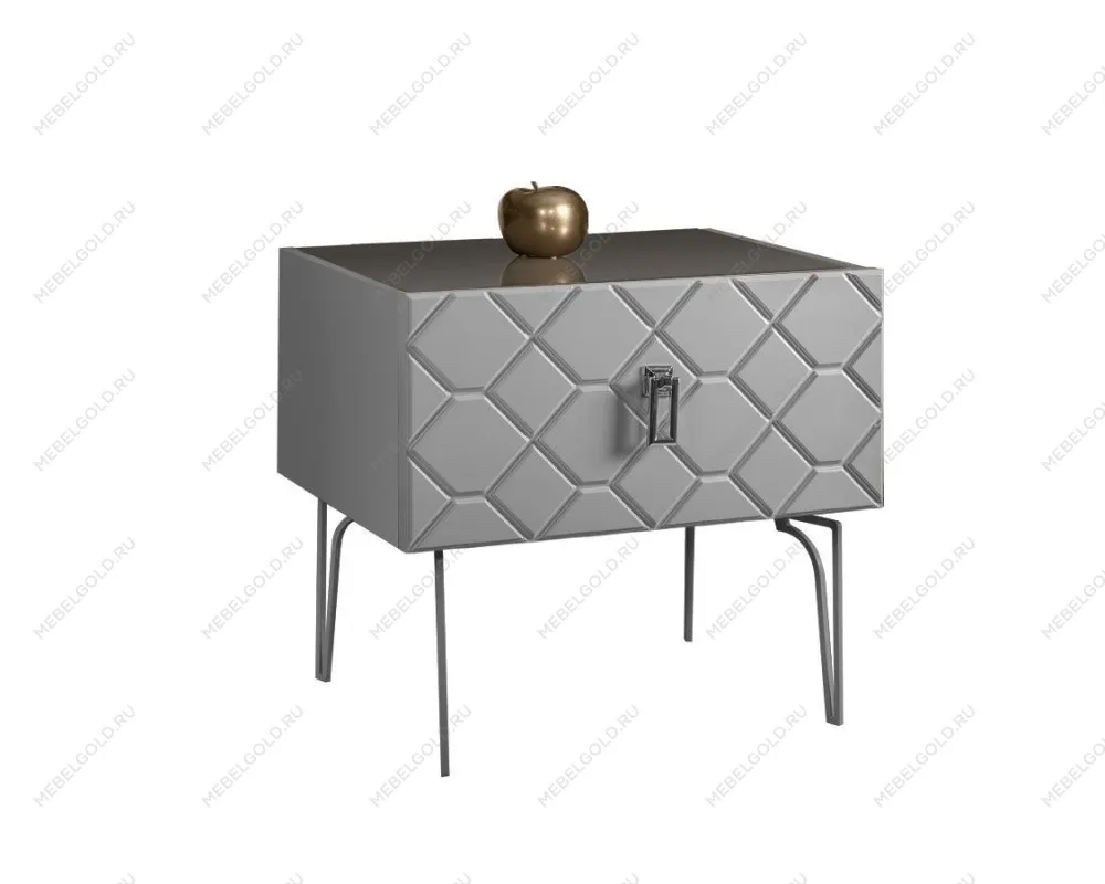 Тумба прикроватная Bogemia Farfalle (Серый) (Lakobel/Хром) БМТП-1(Fa)