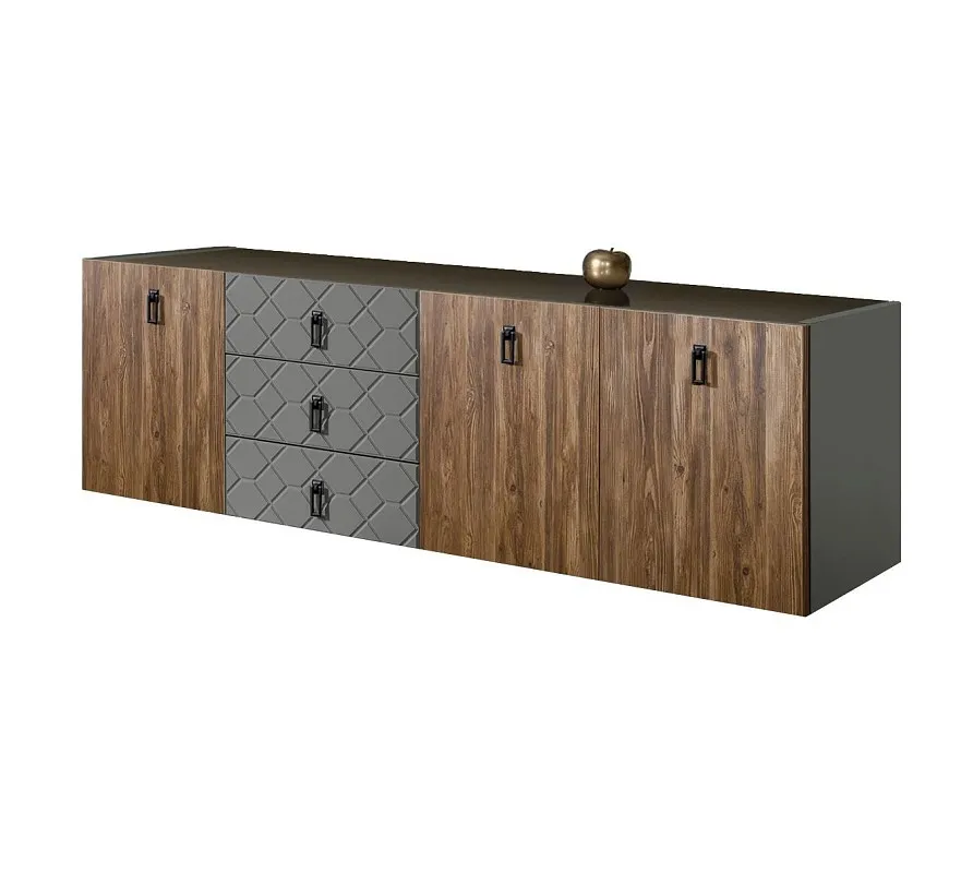 Комод 2.1м Bogemia Fly Wood Fa (Серый) (Lakobel/Черный) БМКМ-5