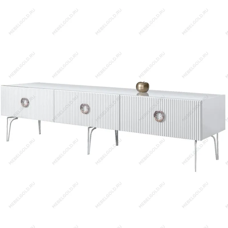 Тумба под телевизор 2.1м Bogemia Fillini (Белый) (Lakobel/Хром) БМТ-2(Fi)