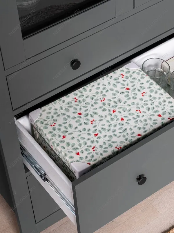 Шкаф с витриной Сага, 90х41х215 см, серый | изображение 3