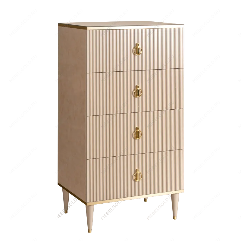 Комод 4 ящика Римини СОЛО (Латте/Золото) РМКМ-6(s)