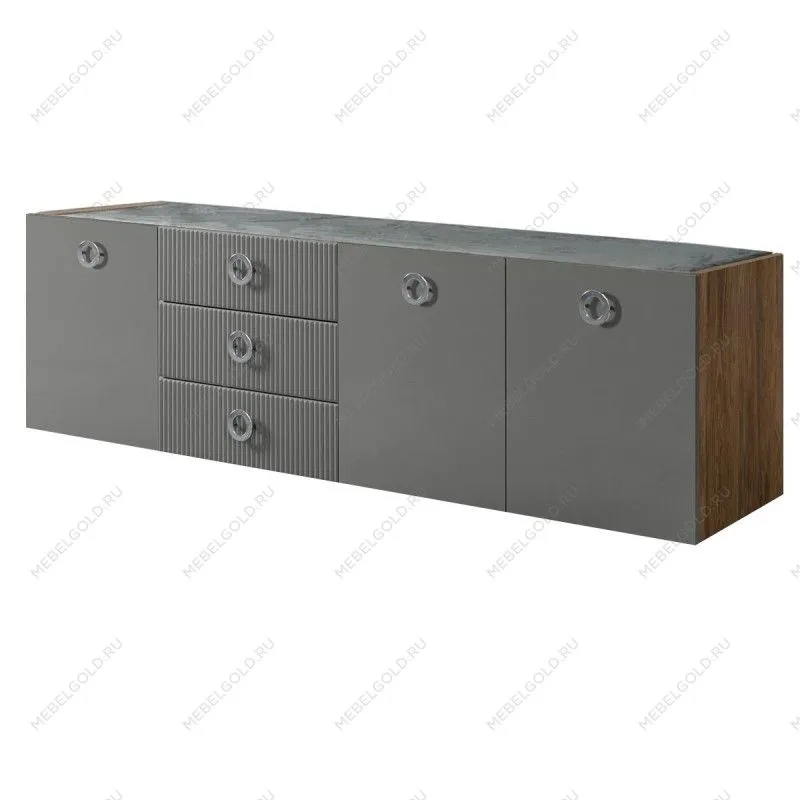 Комод 2.1м Bogemia Woodline Fly Fi (Серый) (Novabuk/Хром) БМКМ-5