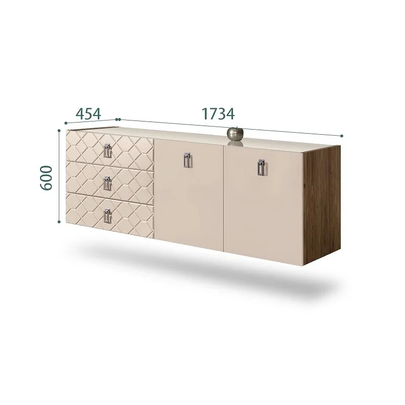 Комод 1.6м Bogemia Woodline Fly Fa (Ваниль) (Lakobel/Хром) БМКМ-4