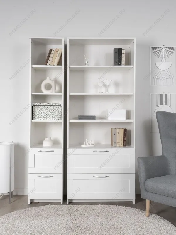 Стеллаж Сириус, 2 ящика, 78х35х190 см, белый | изображение 3