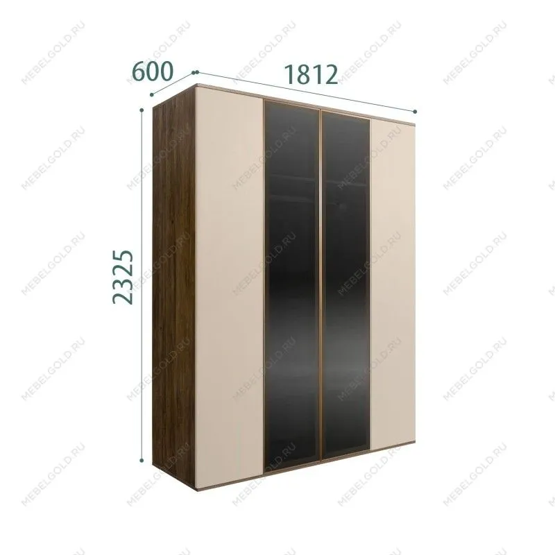 Шкаф 4-х дв. с ящиками Bogemia Woodline Air (Ваниль/Золото) БМШ2/42(2)