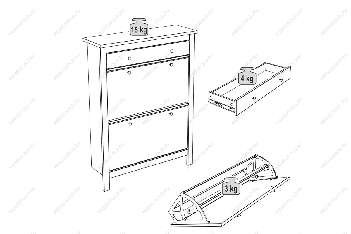 САГА тумба для обуви 92х122 кашемир/ясень | изображение 3