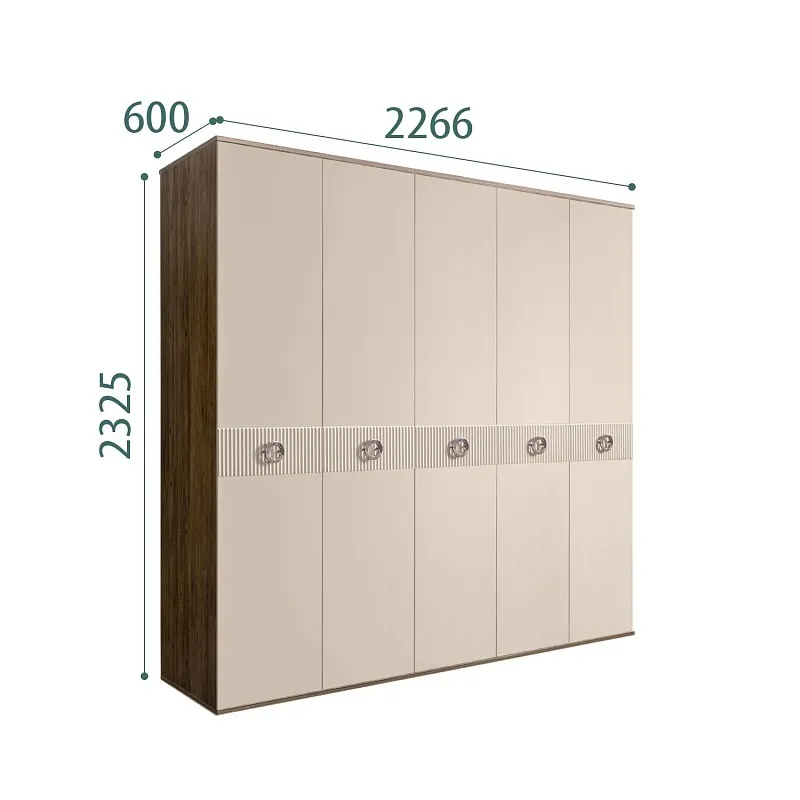 Шкаф 5-ти дв. Bogemia Woodline Fi (Ваниль/Хром) БМШ2/5(Fi)
