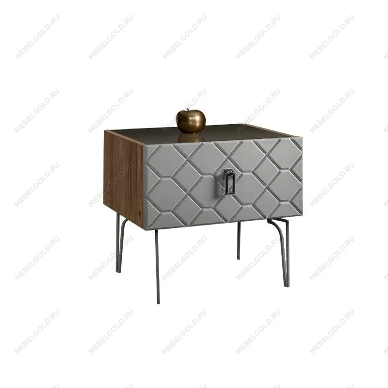 Тумба прикроватная Bogemia Woodline Fa (Серый) (Lakobel/Хром) БМТП-1