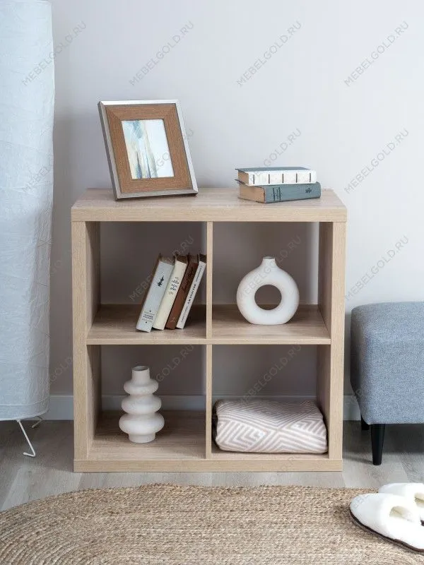 Стеллаж Фора, 4 полки, 77х77х38 см, дуб беленый | изображение 1