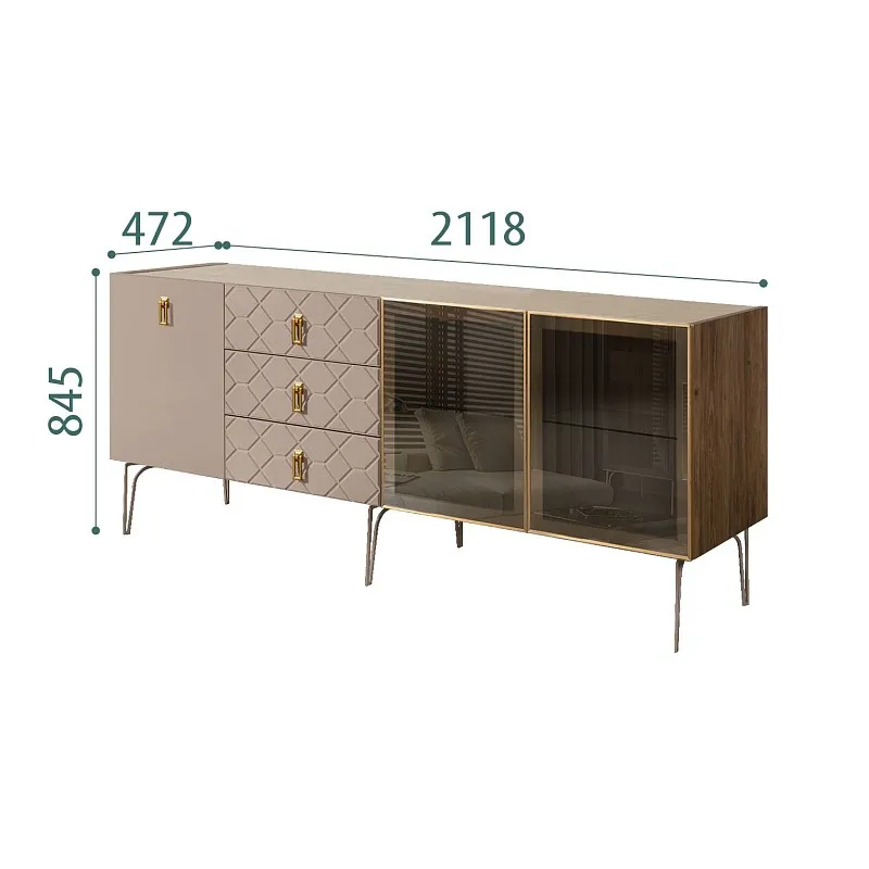 Комод 2.1м Bogemia Woodline Fa (Мокка) (Novabuk/Золото) БМКМ-5[5][10]