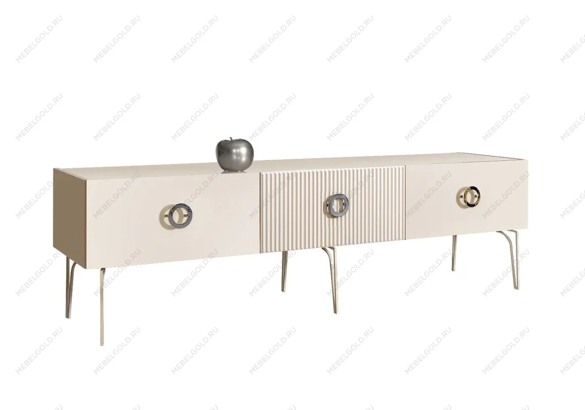 Тумба под телевизор 1.6м Bogemia Fillini (Слоновая кость) (Lakobel/Хром) БМТ-1(Fi)[10]