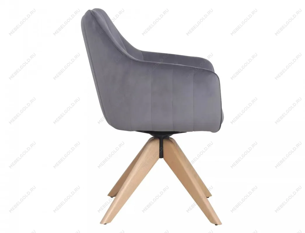 Стул кухонный Signal AZALIA D Velvet Bluvel 14 поворотный (серый/дуб) | изображение 3