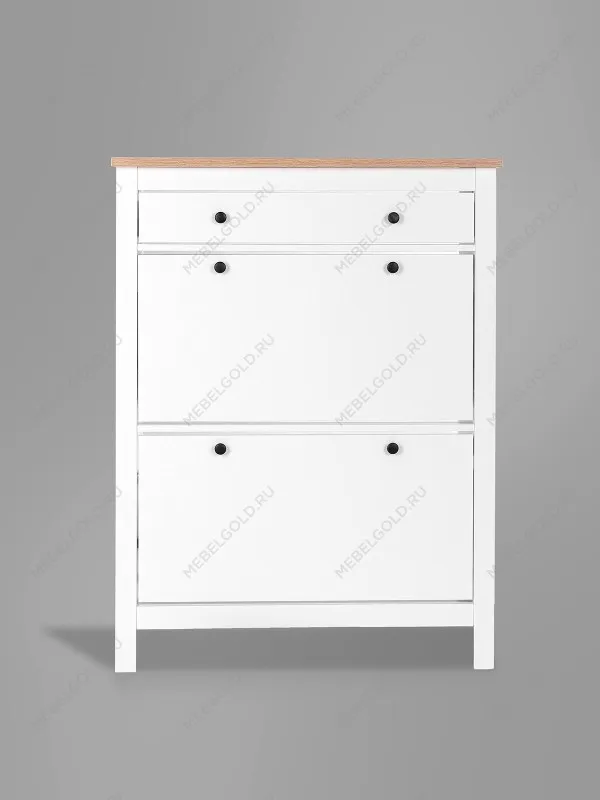 Обувница Сага с 2 откидными ящиками 92х122 белая-ясень | изображение 7