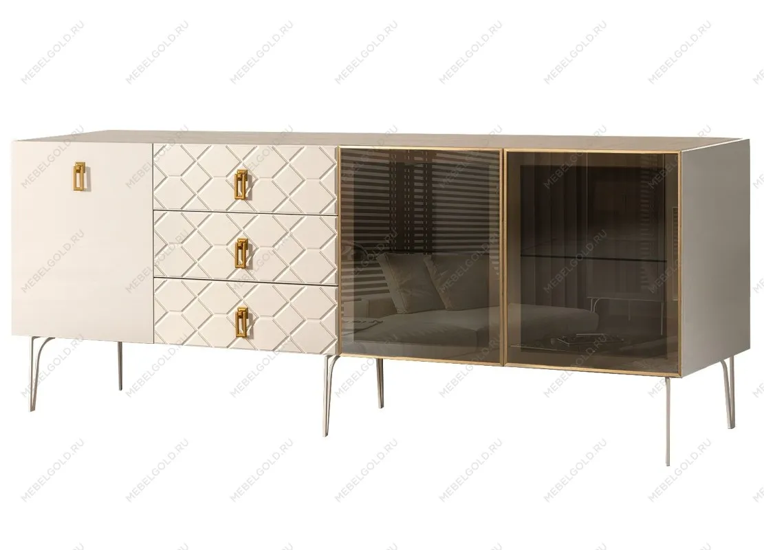 Комод 2.1м Bogemia Farfalle (Слоновая кость) (Novabuk/Золото) БМКМ-5(Fa)[5][10]