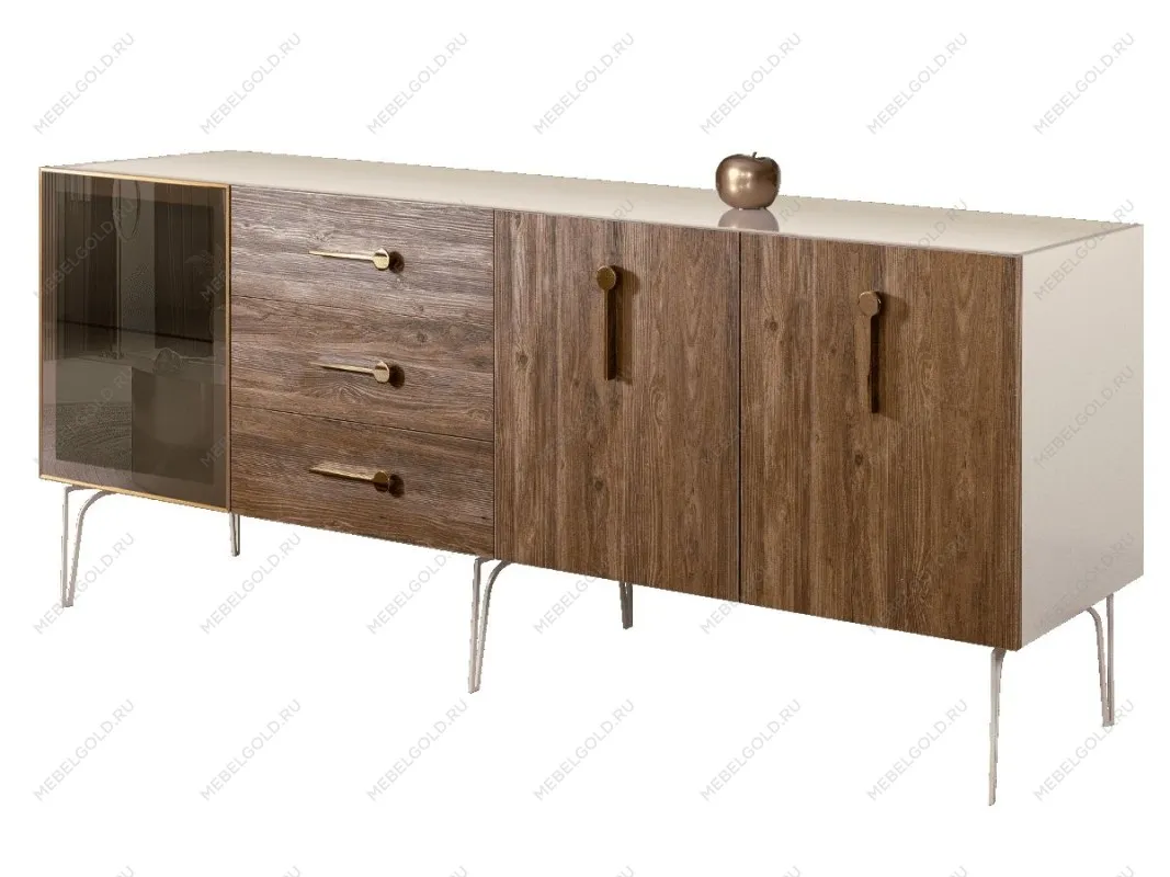 Комод 2.1м Bogemia Wood Wo (Слоновая кость) (Lakobel/Золото) БМКМ-5(Wo)[4]
