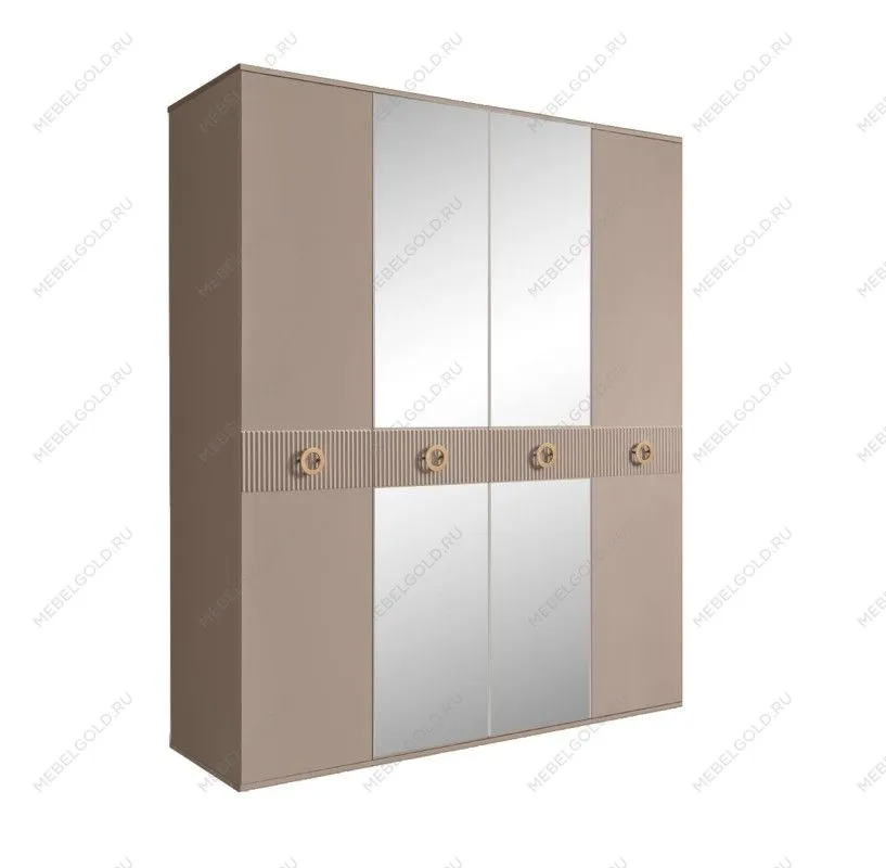 Шкаф 4-х дв. с зеркалами Bogemia Fillini (Мокка/Золото) БМШ1/4(Fi)