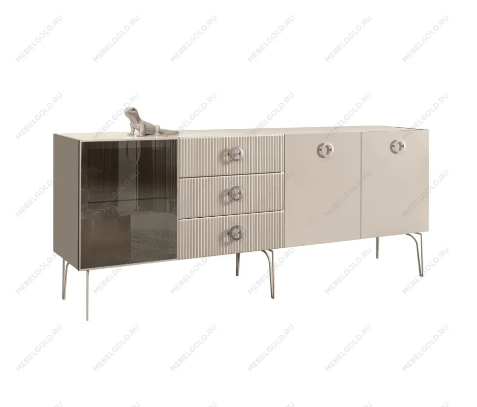 Комод 2.1м Bogemia Fillini (Ваниль) (Lakobel/Хром) БМКМ-5(Fi)[4]