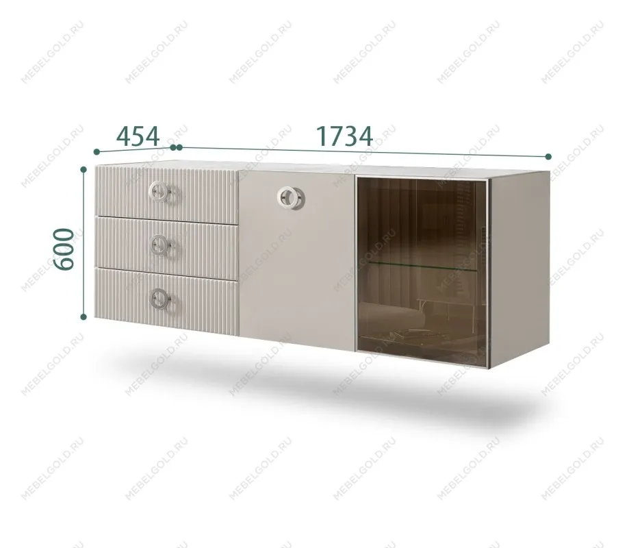 Комод 1.6м Bogemia Fly Fillini (Шелк) (Novabuk/Хром) БМКМ-4[5][10]