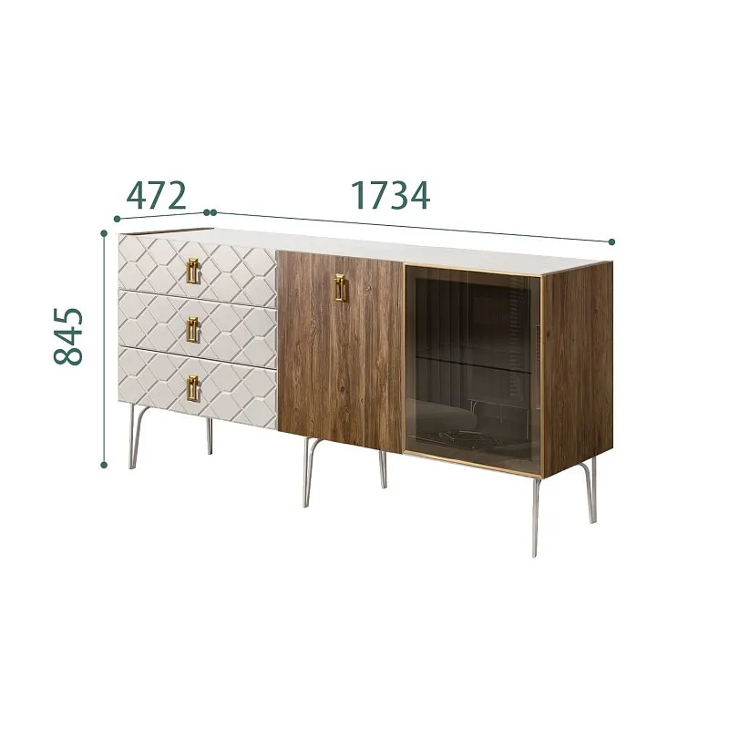 Комод 1.6м Bogemia Woodline Wood Fa (Шелк) (Novabuk/Золото) БМКМ-4[5][10]