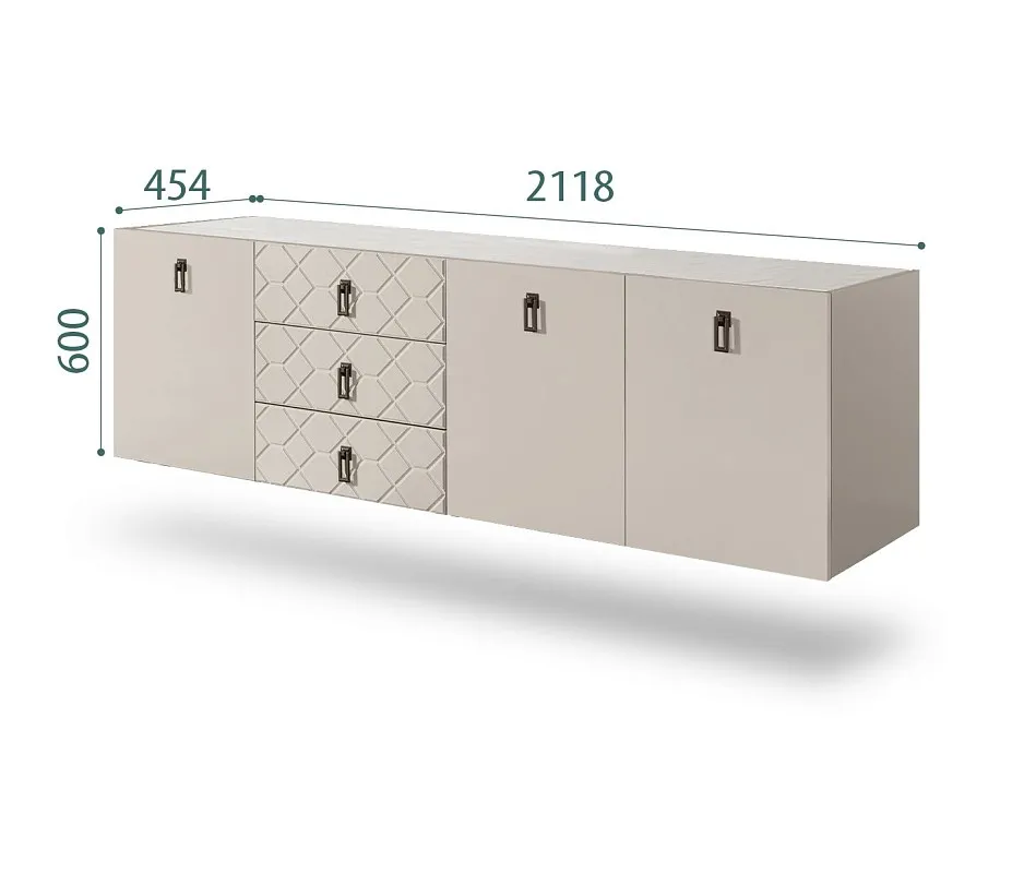 Комод 2.1м Bogemia Fly Farfalle (Шелк) (Novabuk/Черный) БМКМ-5