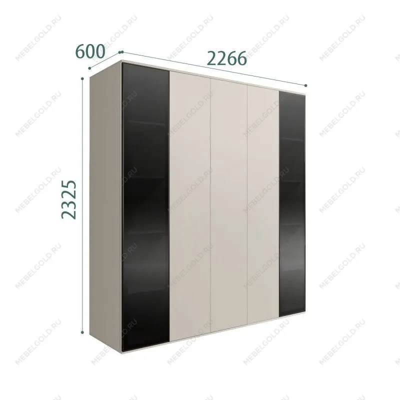 Шкаф 5-ти дв. Bogemia Air (Шелк/Черный) БМШ2/5(2)