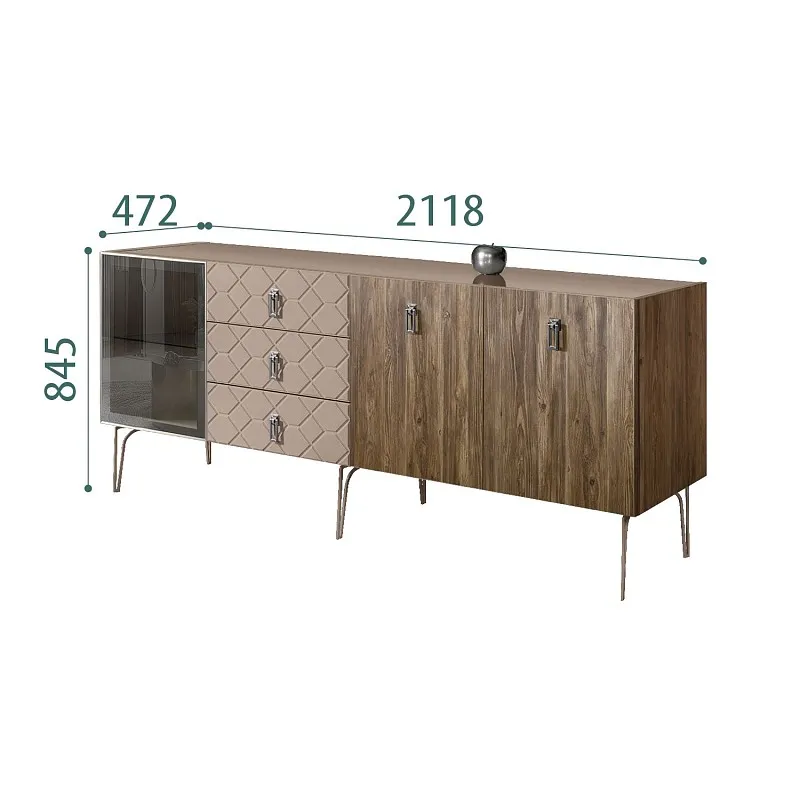 Комод 2.1м Bogemia Woodline Wood Fa (Мокка) (Lakobel/Хром) БМКМ-5[4]