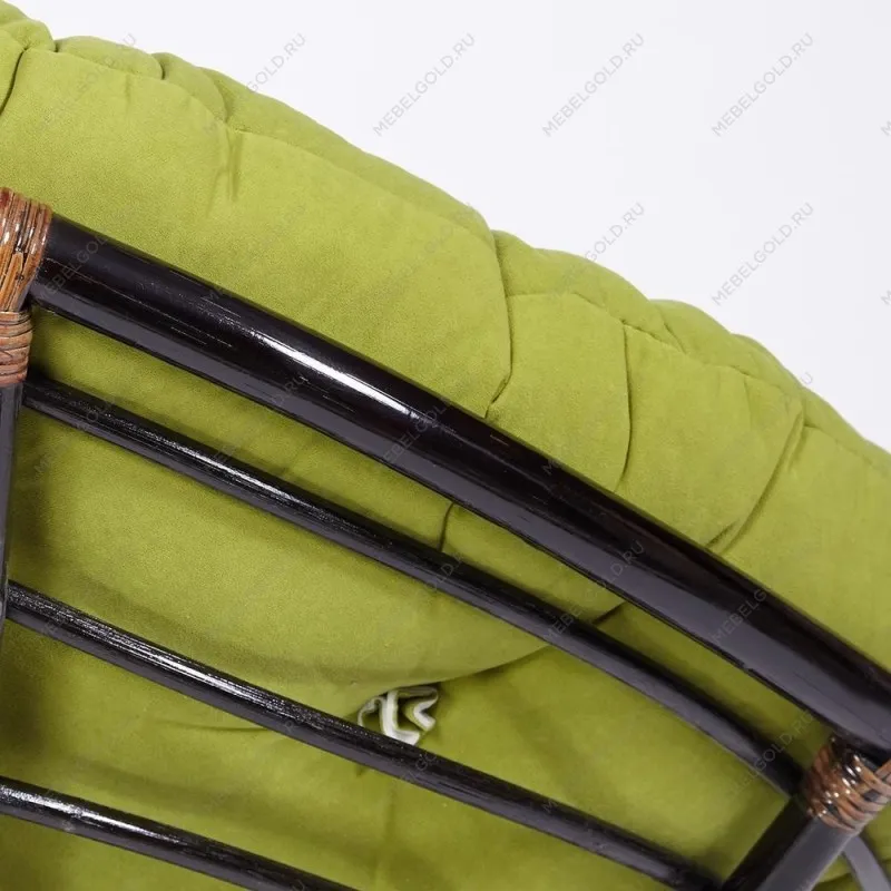 Кресло-качалка Papasan с подушкой Античный коричневый/флок Олива | изображение 9