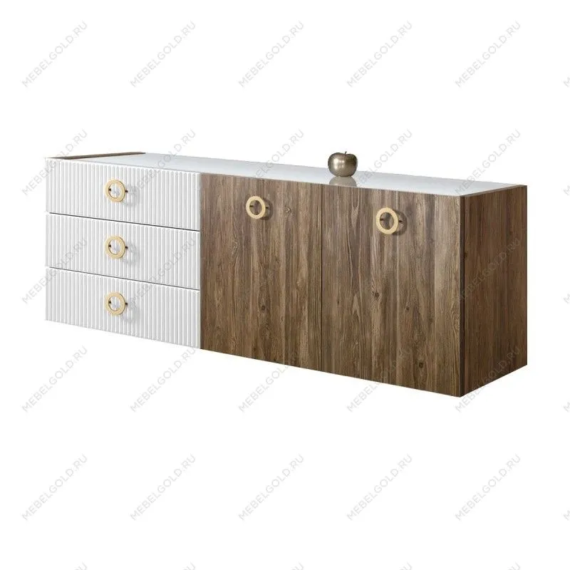 Комод 1.6м Bogemia Woodline Fly Wood Fi (Белый) (Lakobel/Золото) БМКМ-4