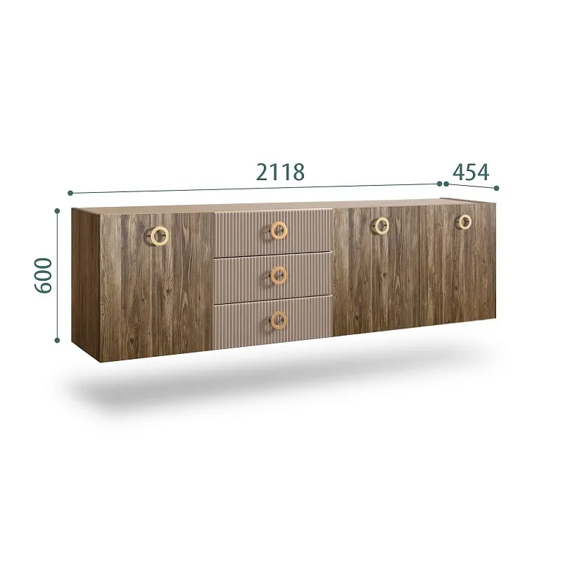 Комод 2.1м Bogemia Woodline Fly Wood Fi (Мокка) (Novabuk/Золото) БМКМ-5
