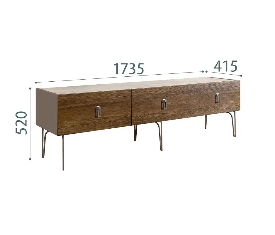 Тумба под телевизор 1.6м Bogemia Wood Fa (Мокка) (Novabuk/Хром) БМТ-1(Wo)