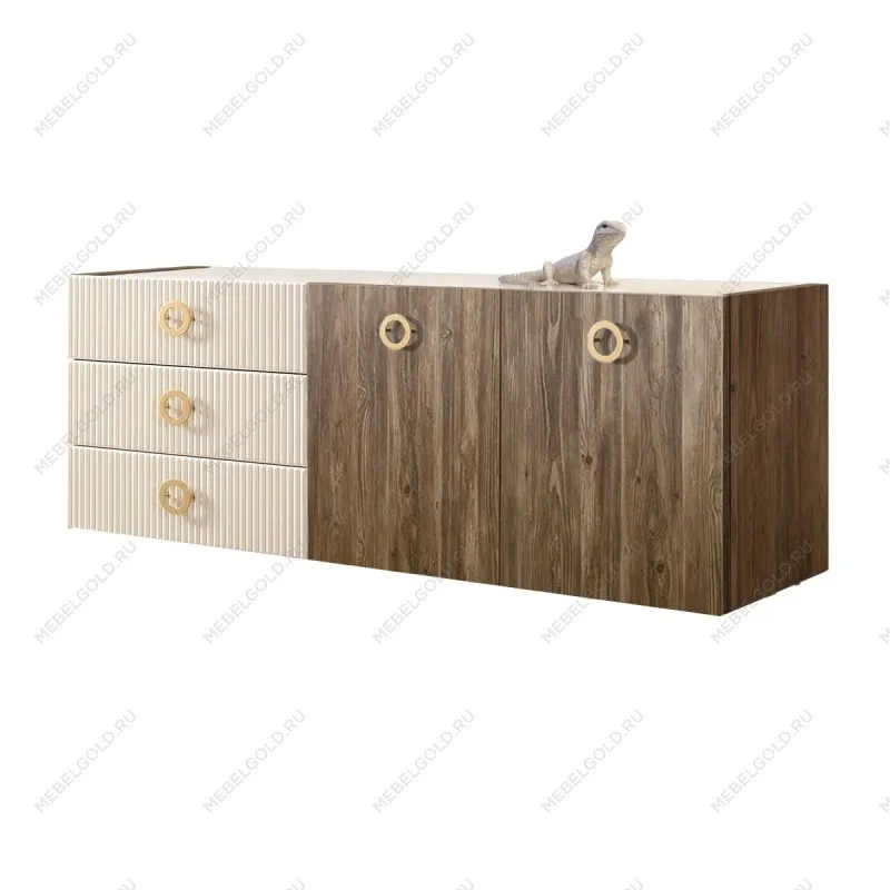 Комод 1.6м Bogemia Woodline Fly Wood Fi (Слоновая кость) (Lakobel/Золото) БМКМ-4