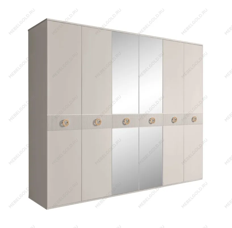 Шкаф 6-ти дв. с зеркалами Bogemia Fillini (Шелк/Золото) БМШ1/6(Fi)