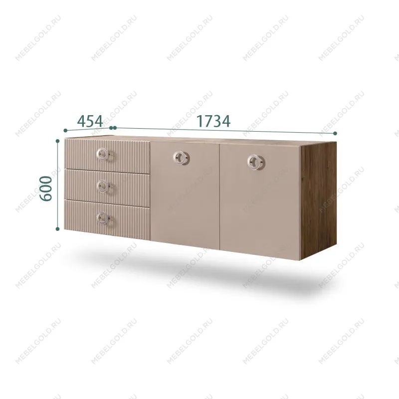 Комод 1.6м Bogemia Woodline Fly Fi (Мокка) (Novabuk/Хром) БМКМ-4