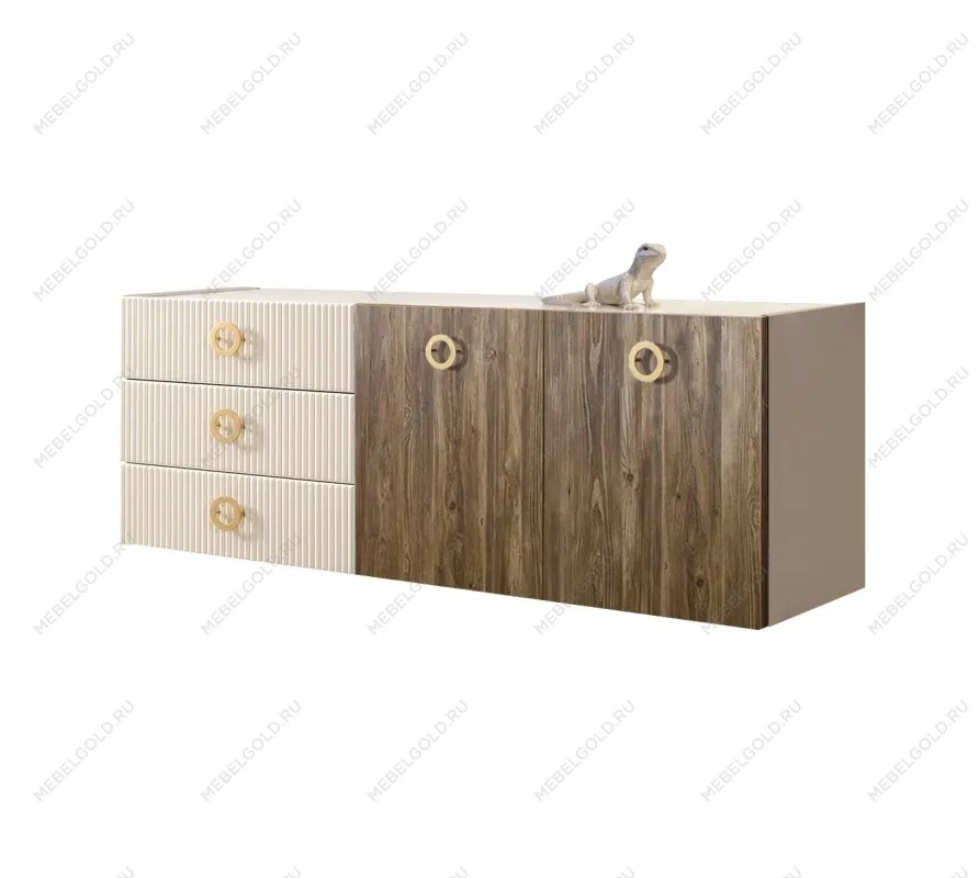 Комод 1.6м Bogemia Fly Wood Fi (Слоновая кость) (Lakobel/Золото) БМКМ-4