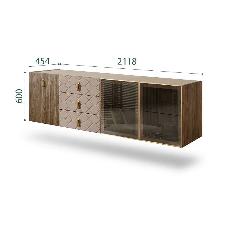 Комод 2.1м Bogemia Woodline Fly Wood Fa (Мокка) (Novabuk/Золото) БМКМ-5[5][10]