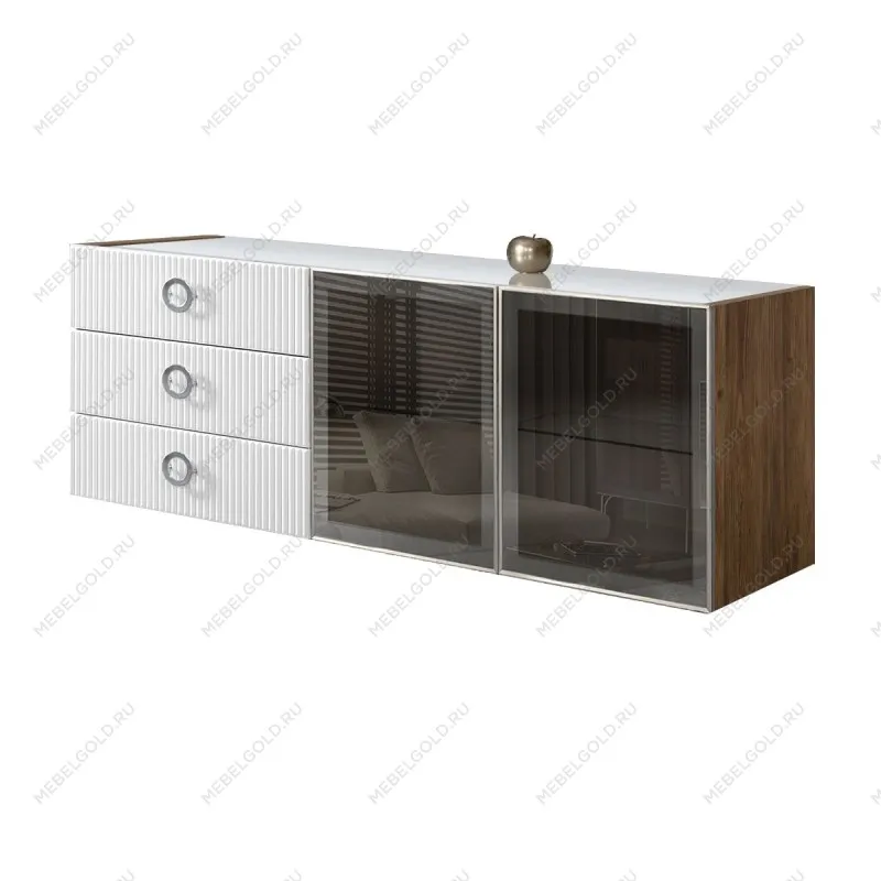 Комод 1.6м Bogemia Woodline Fly Fi (Белый) (Lakobel/Хром) БМКМ-4[5]