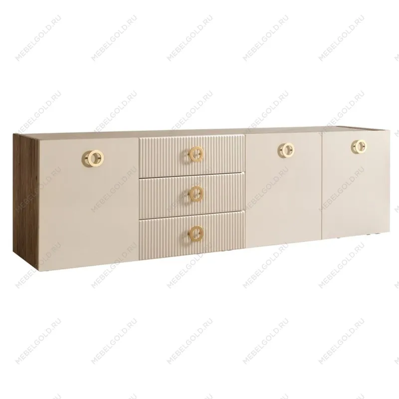 Комод 2.1м Bogemia Woodline Fly Fi (Слоновая кость) (Novabuk/Золото) БМКМ-5